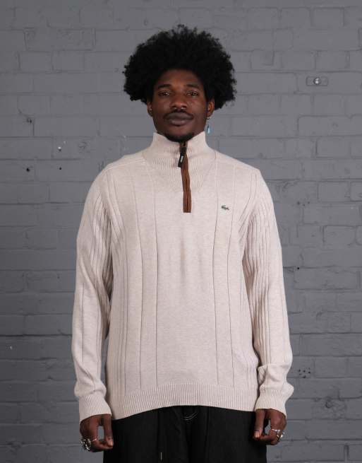 Vintage Size XXL Lacoste Knitted Quarter Zip in Cream