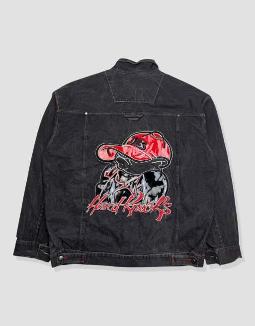 Vintage size XXL School of Hard Knocks denim jacket in grey, 1 of 4