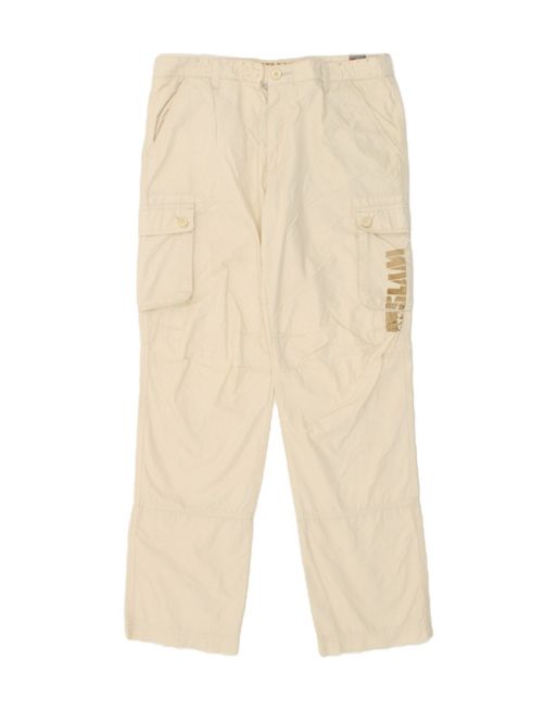 Vintage Slam Size L Graphic Straight Cargo Trousers in Off White