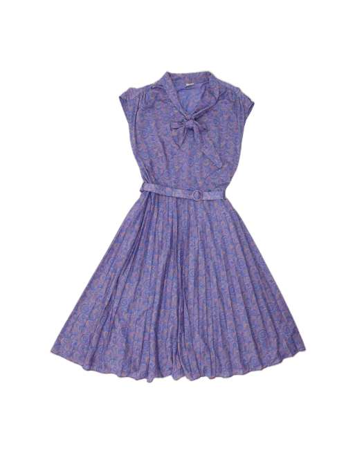Vintage Sleeveless A-line Dress EU 44 Large In Purple Paisley