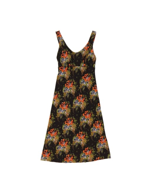 Vintage Sleeveless A-line Dress It 38 XS In Black Floral