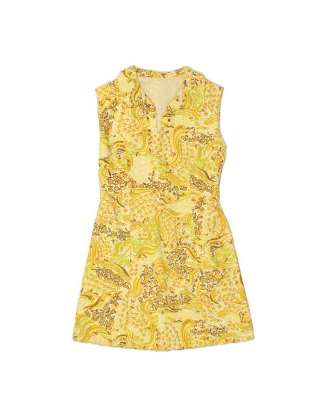 Vintage Sleeveless A-line Dress UK 10 Small In Yellow Floral - view 1