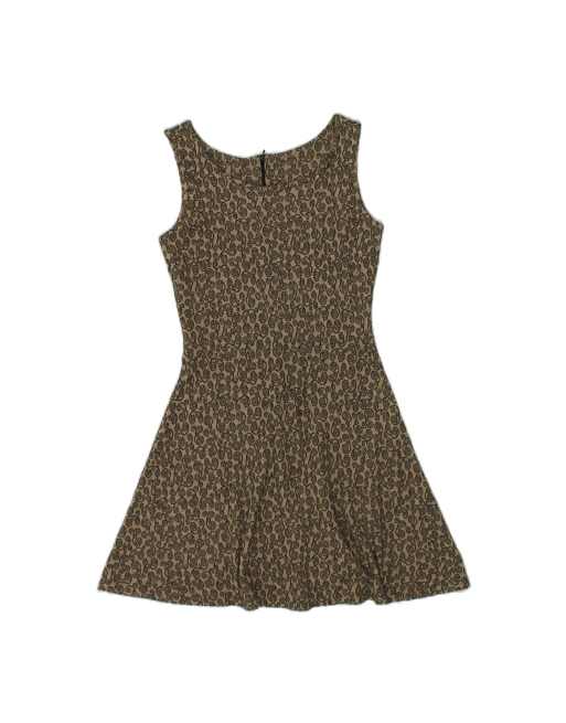 Vintage Sleeveless A-line Dress UK 12 Medium In Beige