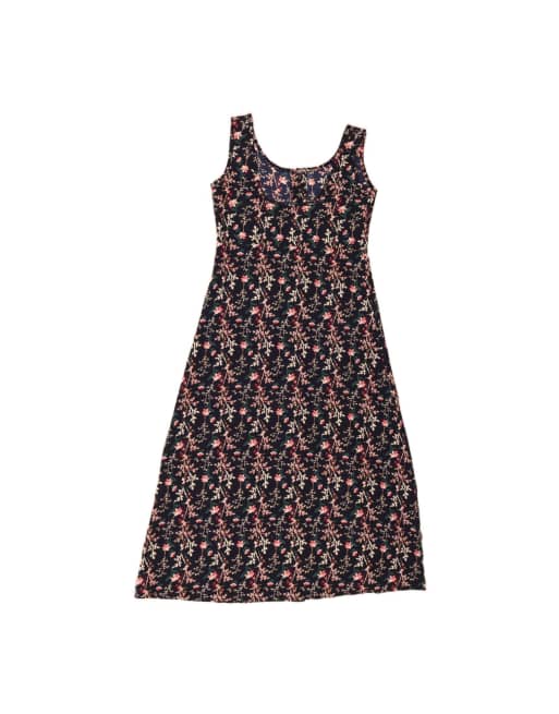 Vintage Sleeveless A-line Dress UK 12 Medium In Blue Floral
