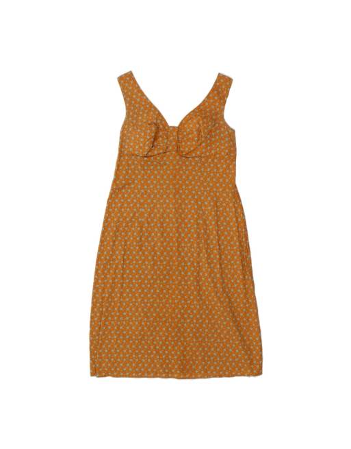 Vintage Sleeveless A-line Dress UK 12 Medium In Brown Floral