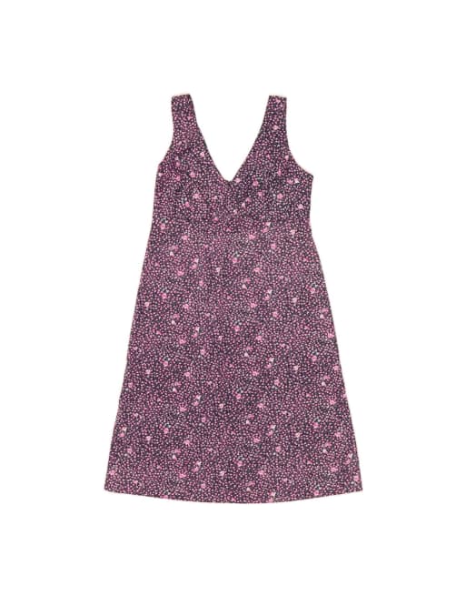 Vintage Sleeveless A-line Dress UK 12 Medium In Purple Floral