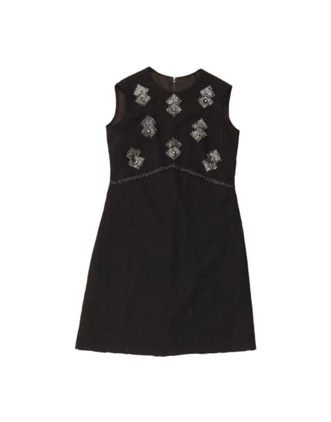 Vintage Sleeveless A-line Dress UK 14 Medium In Black - view 1