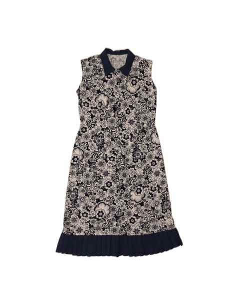 Vintage Sleeveless A-line Dress UK 14 Medium In Blue Floral - view 1