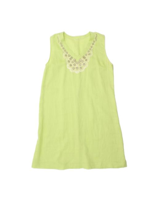 Vintage Sleeveless A-line Dress UK 16 Large In Green