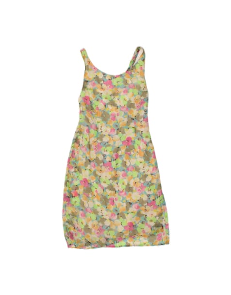 Vintage Sleeveless A-line Dress UK 2 2XS In Multicoloured Floral - view 1