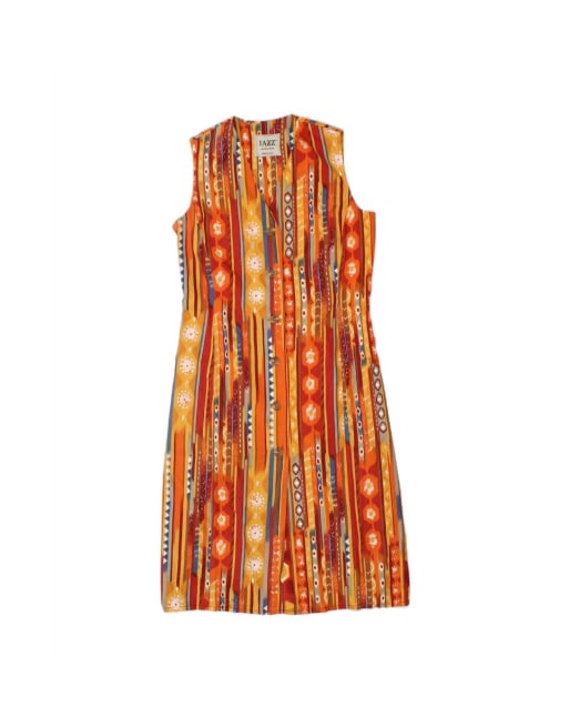 Vintage Sleeveless Basic Dress It 46 Large In Orange Fair Isle