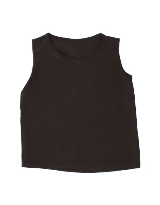 Vintage Sleeveless Blouse Top UK 16 Large In Black