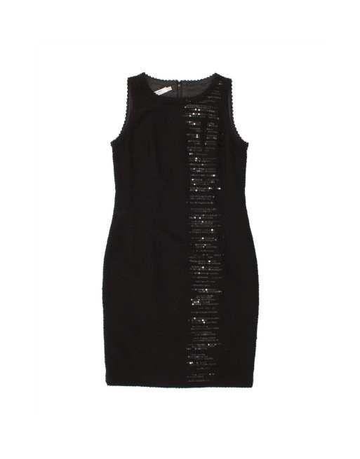 Vintage Sleeveless Bodycon Dress UK 12 Medium In Black