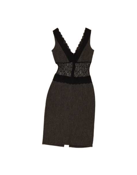 Vintage Sleeveless Bodycon Dress UK 6 XS In Grey Floral - view 1