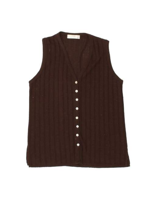 Vintage Sleeveless Cardigan Sweater EU 38 /40 Medium In Brown