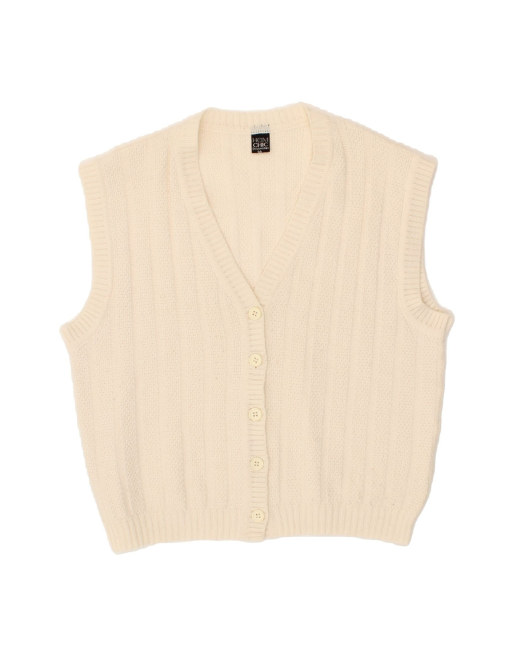 Vintage Sleeveless Cardigan Sweater EU 44 XL In Off In White