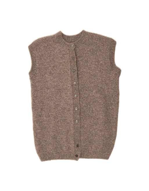 Vintage Sleeveless Cardigan Sweater UK 14 Large In Grey