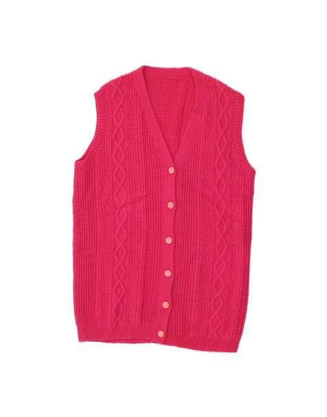Vintage Sleeveless Cardigan Sweater UK 14 Large In Pink - view 1