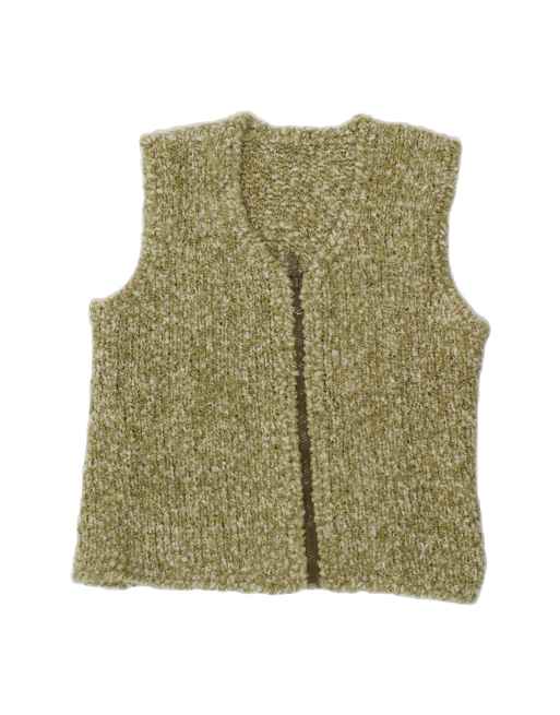 Vintage Sleeveless Cardigan Sweater UK 14 Medium In Green Flecked