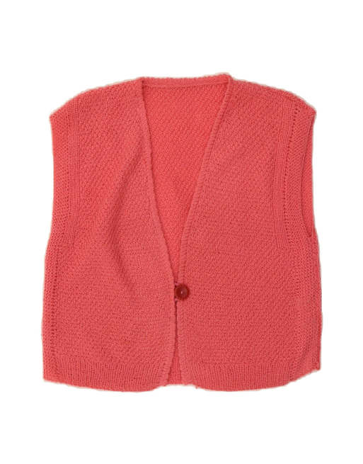 Vintage Sleeveless Cardigan Sweater UK 14 Medium In Pink