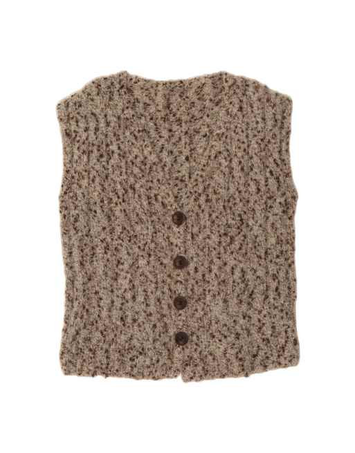 Vintage Sleeveless Cardigan Sweater UK 16 Large In Brown Flecked