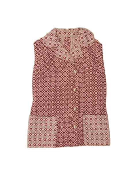 Vintage Sleeveless Cardigan Sweater UK 16 Large In Burgundy Geometric - view 1