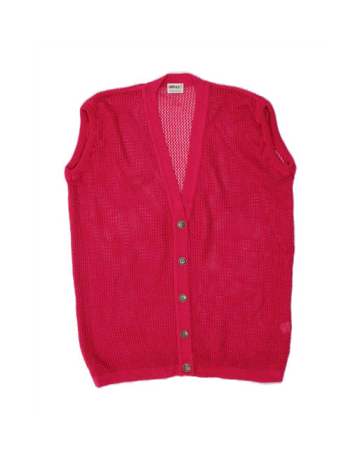 Vintage Sleeveless Cardigan Sweater UK 16 Large In Pink