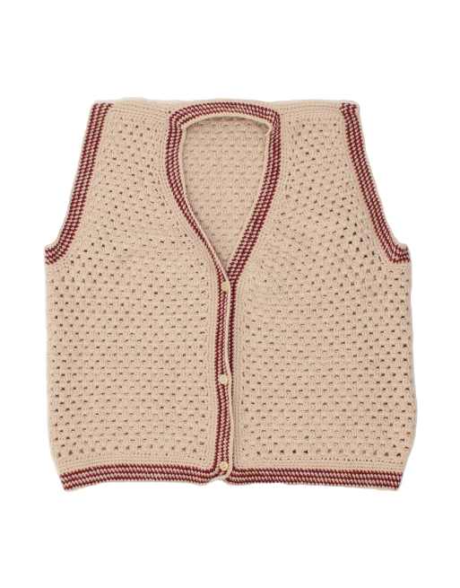 Vintage Sleeveless Cardigan Sweater UK 18 XL In Beige