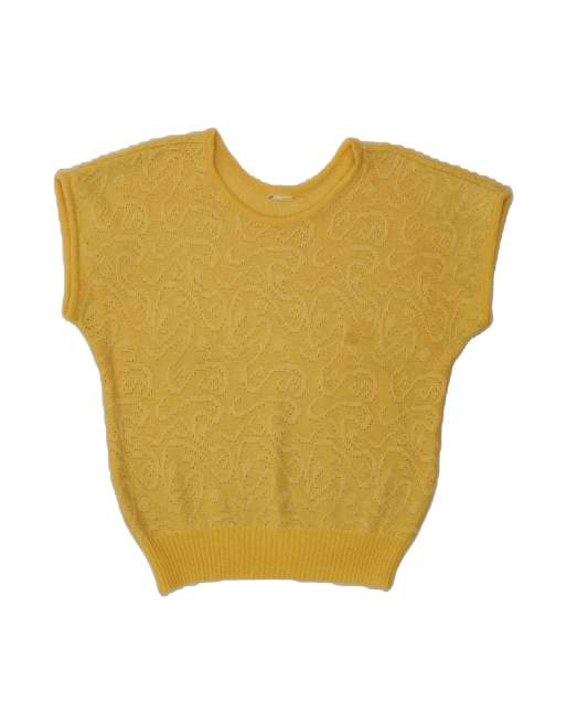 Vintage Sleeveless Crew Neck Jumper Sweater UK 14 Medium In Yellow