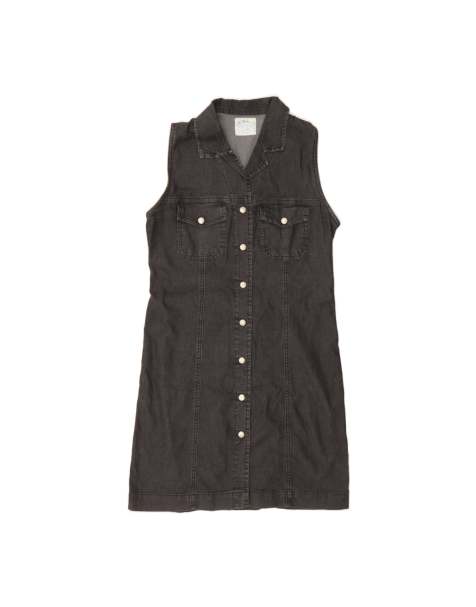 Vintage Sleeveless Denim Dress UK 10 Small In Grey - view 1