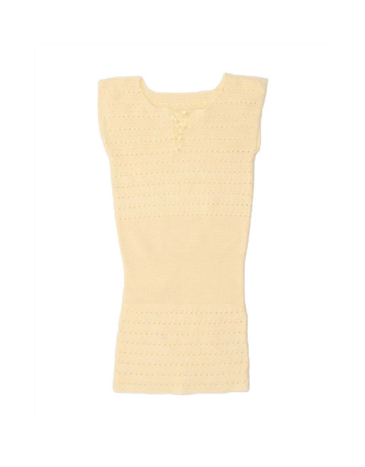 Vintage Sleeveless Jumper Dress UK 10 Small In Beige