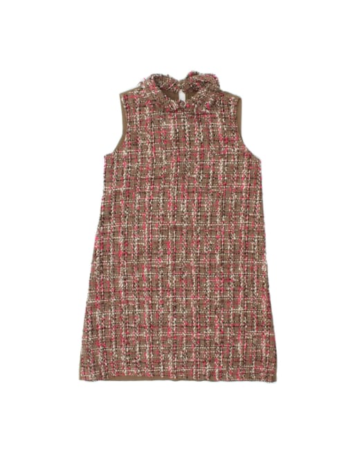 Vintage Sleeveless Jumper Dress UK 12 Medium In Brown Check
