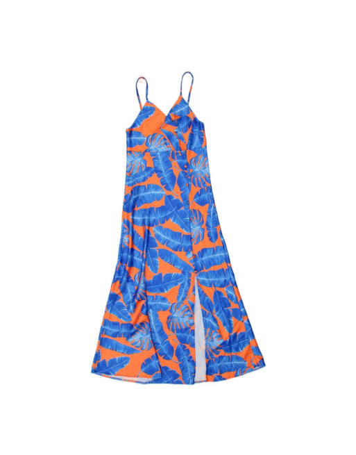 Vintage Sleeveless Maxi Dress UK 0 2XS In Blue Floral