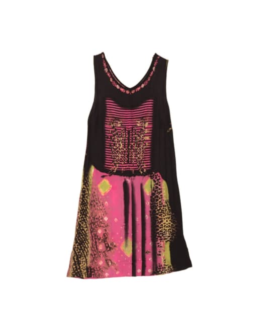 Vintage Sleeveless Maxi Dress UK 14 Large In Black Animal Print