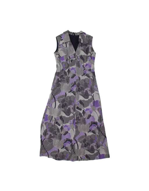 Vintage Sleeveless Maxi Dress UK 16 Large In Purple Floral