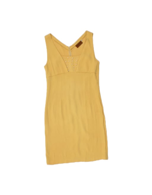 Vintage Sleeveless Sheath Dress It 46 Large In Yellow