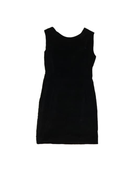 Vintage Sleeveless Sheath Dress UK 12 Medium In Black