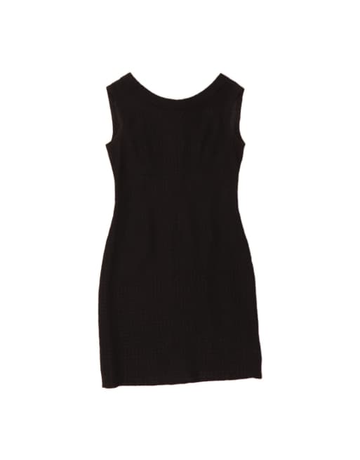 Vintage Sleeveless Sheath Dress UK 12 Medium In Black