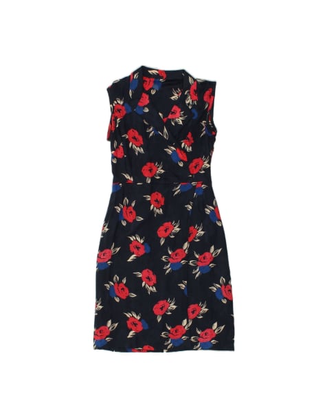 Vintage Sleeveless Sheath Dress UK 12 Medium In Blue Floral - view 1