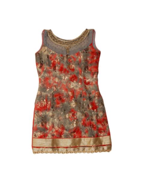 Vintage Sleeveless Sheath Dress UK 12 Medium In Grey Floral - view 1