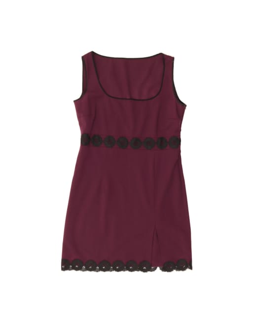 Vintage Sleeveless Sheath Dress UK 12 Medium In Maroon Floral
