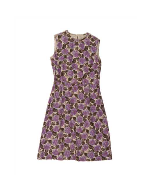 Vintage Sleeveless Sheath Dress UK 12 Medium In Purple Floral
