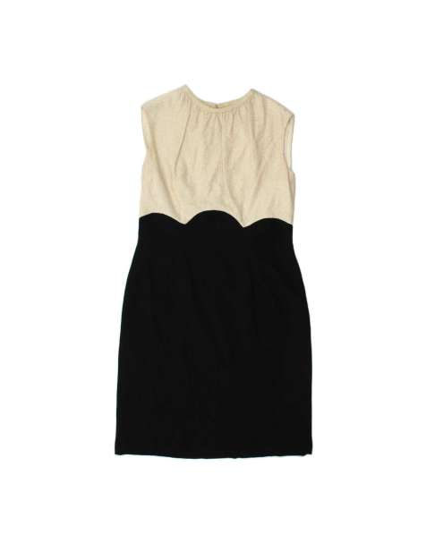 Vintage Sleeveless Sheath Dress UK 12 Medium In White Colourblock - view 1