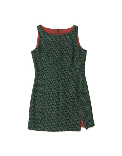 Vintage Sleeveless Sheath Dress US 4 Small In Green Geometric