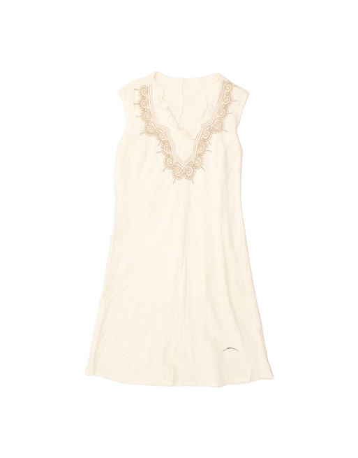 Vintage Sleeveless Shift Dress UK 12 Medium In Off In White