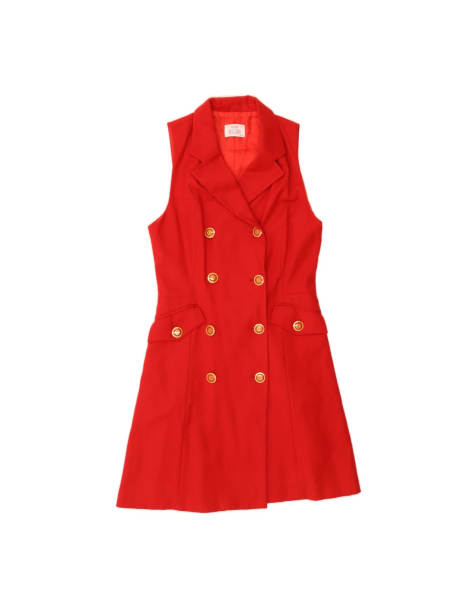 Vintage Sleeveless Shirt Dress It 42 Medium In Red Wool - view 1
