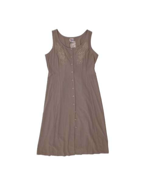 Vintage Sleeveless Shirt Dress It 46 Large In Grey Floral - view 1