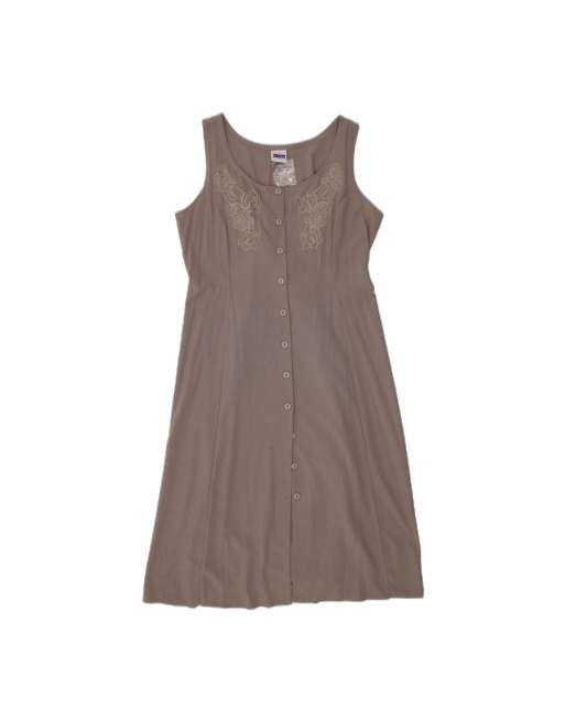 Vintage Sleeveless Shirt Dress It 46 Large In Grey Floral