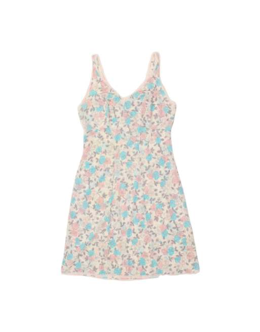 Vintage Sleeveless Slip Dress UK 6 XS In Multicoloured Floral