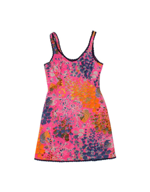 Vintage Sleeveless Slip Dress UK 6 XS In Pink Floral